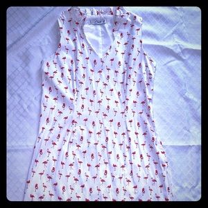 Flamingo Ruffle Neck Shift Dress Chetta B Size 12